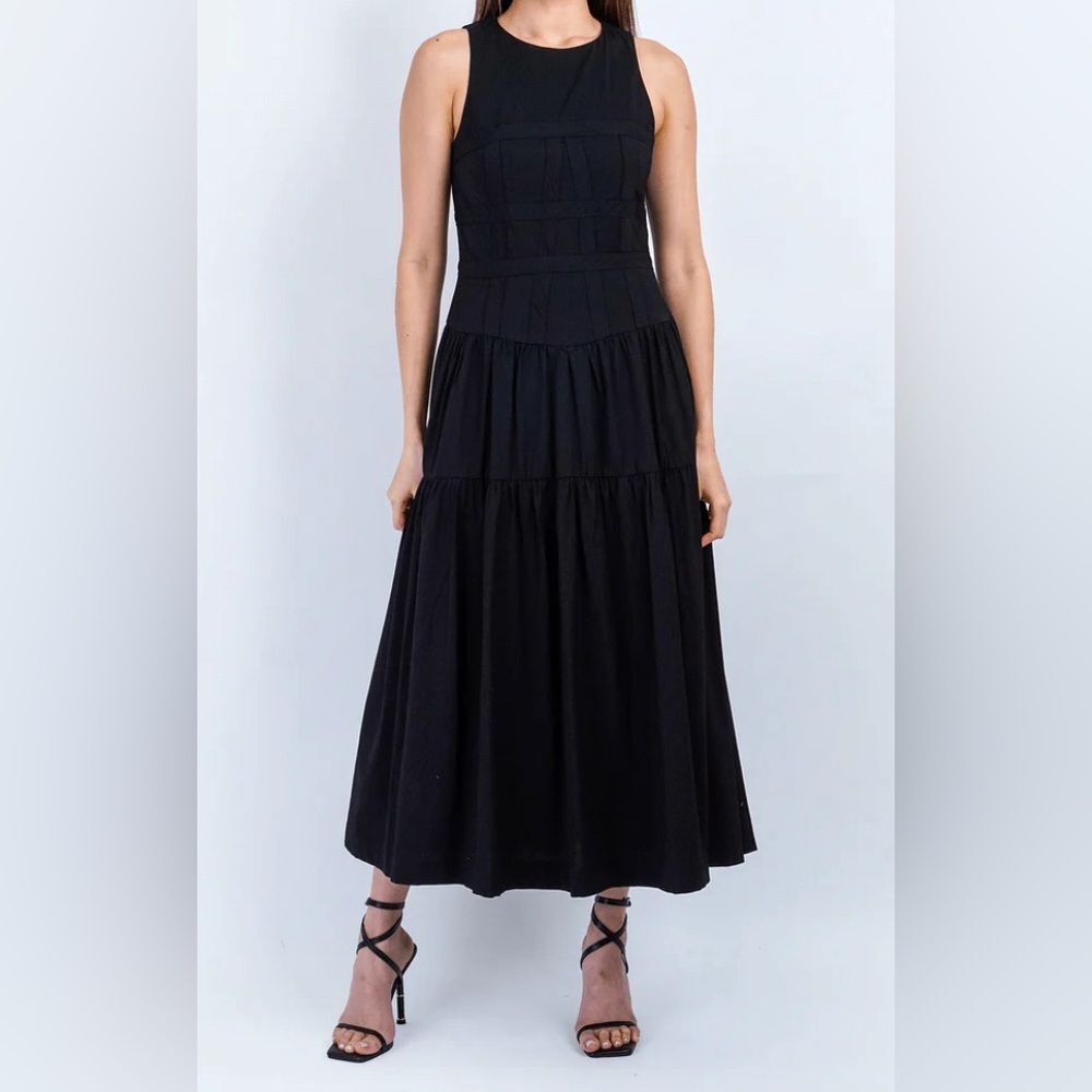 Aureum Corset Midi Dress Small Black Cotton Blend Fairy Grunge Witchy Whimsigoth